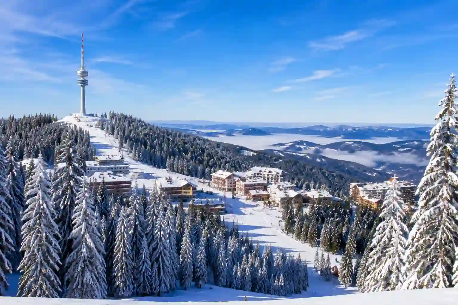 Burgas Airport to Pamporovo transfer — mountain and ski resort view