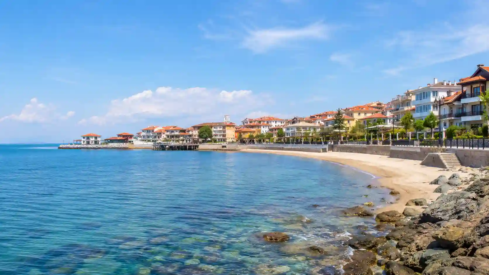 Varna Airport to Pomorie transfer — sea and spa resort view