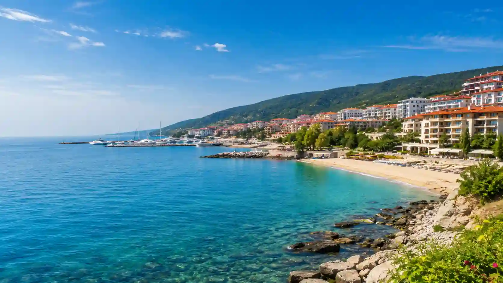 Burgas Airport to Sveti Vlas transfer — sea and resort view